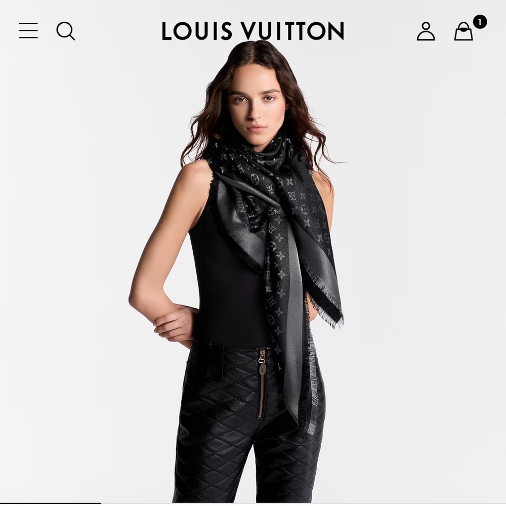 Louis Vuitton Metallic Black Monogram Shawl
